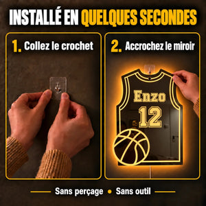 Maillot lumineux basket posé en quelques secondes, sans perçage