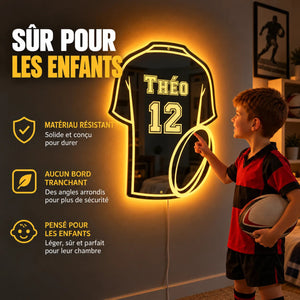 Maillot lumineux rugby sans danger pour une chambre d'enfant